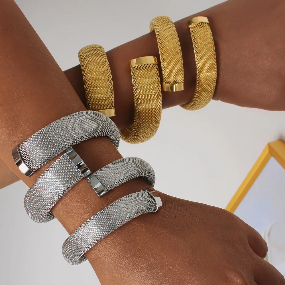 DIY accessories Personalized fashion cross-border hip-hop mesh open ** fork bracelet European and American versatile titanium st