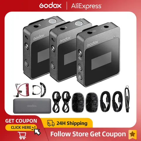 Godox MoveLink M2 Microphone Lavalier sans fil 2,4 GHz pour appareils photo reflex numériques, caméscopes, smartphones et tablettes pour YouTube