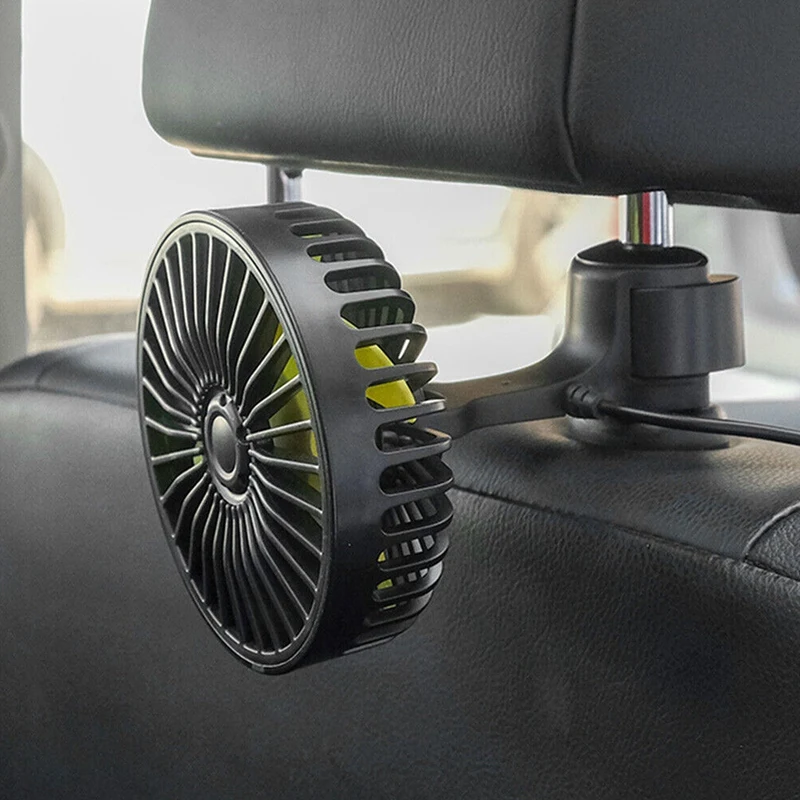 Car Cooling Fan, USB Backseat Auto Rear Seat Fan 3 Speed Vehicle Clip Fan For Car Vehicle Truck Van SUV RV Boat Bus