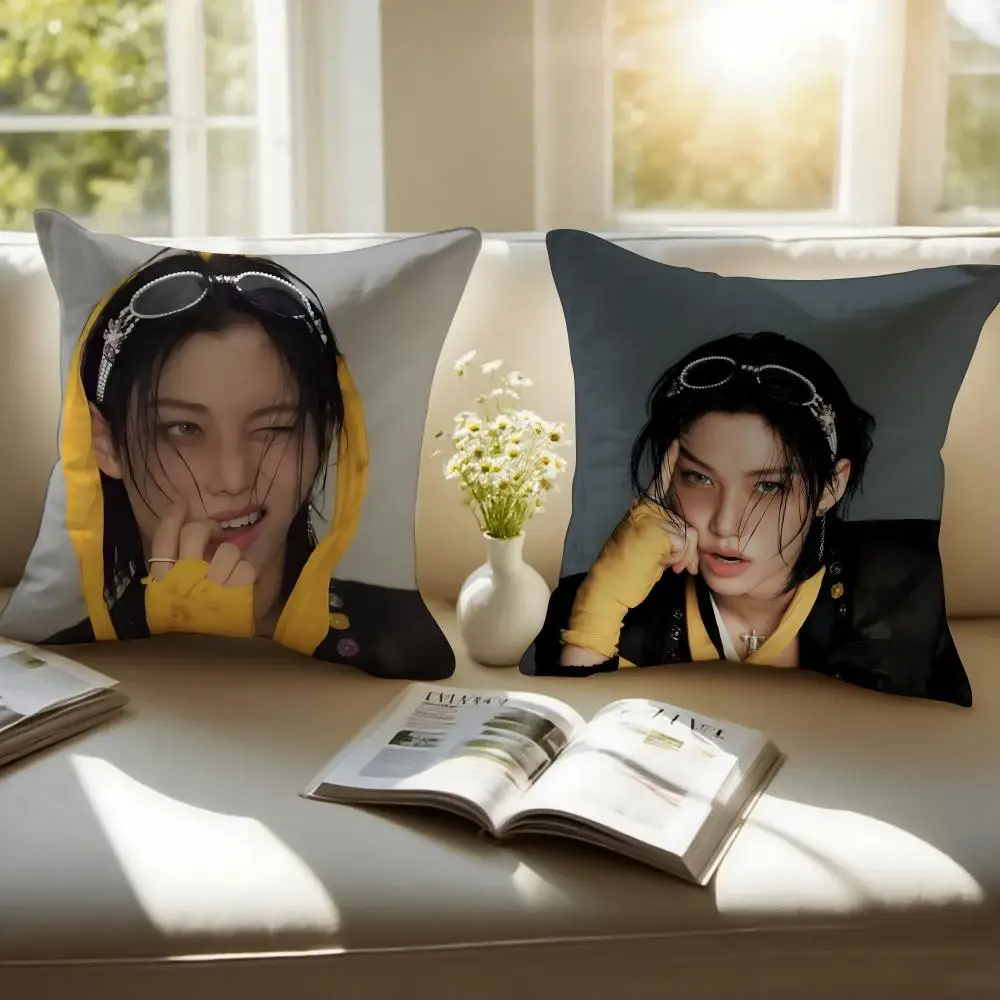 Handsome Kpop Rapper F-Felix L-Lee Yong-Bok Cushion Cover Pillowcase Anti-dustmite Invisible Zipper Short Plush Sofa Cushion