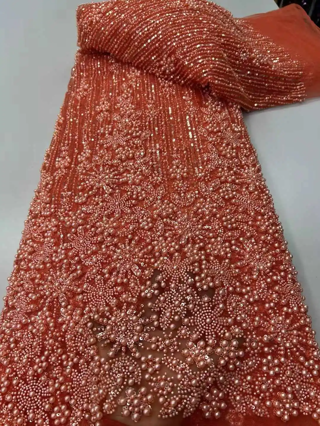 Новое сетчатое кружево ручной работы с бахромой и бисером с пайетками для свадебного женского платья, довольно популярное, супервысочайшее качество, роскошная ткань