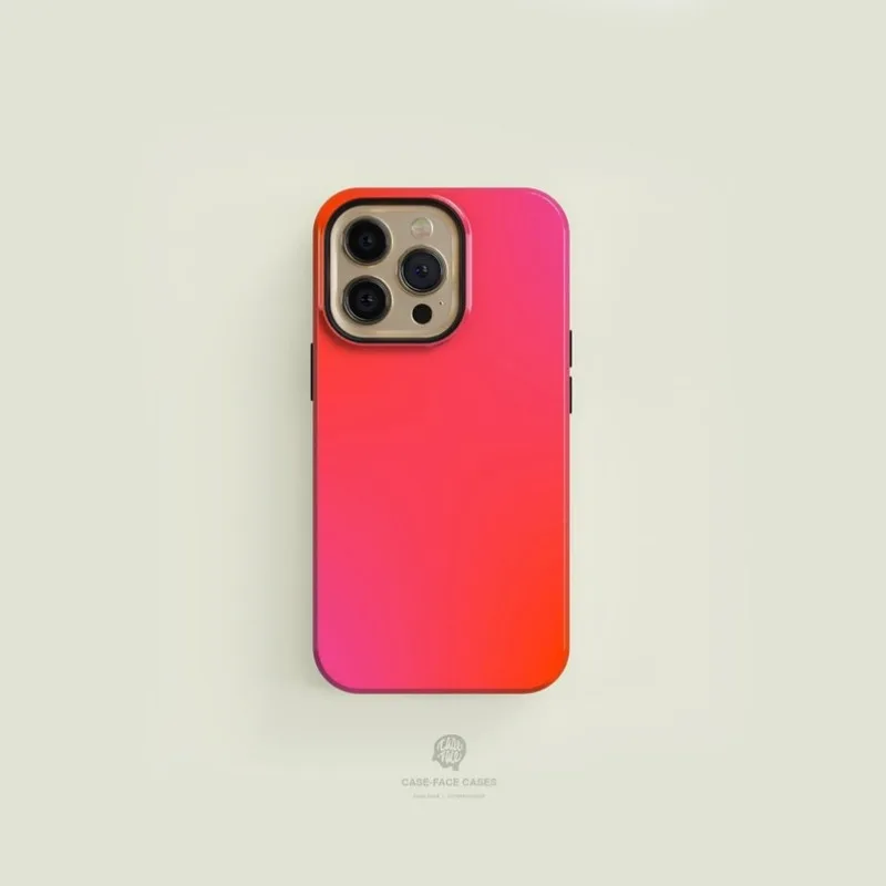 Gradient Patterned Orange Pink  Case For IPHONE 16ProMax 15 14 13 12 11 PRO Plus Acrylic TPU Two in one Magnetic Phone Cases