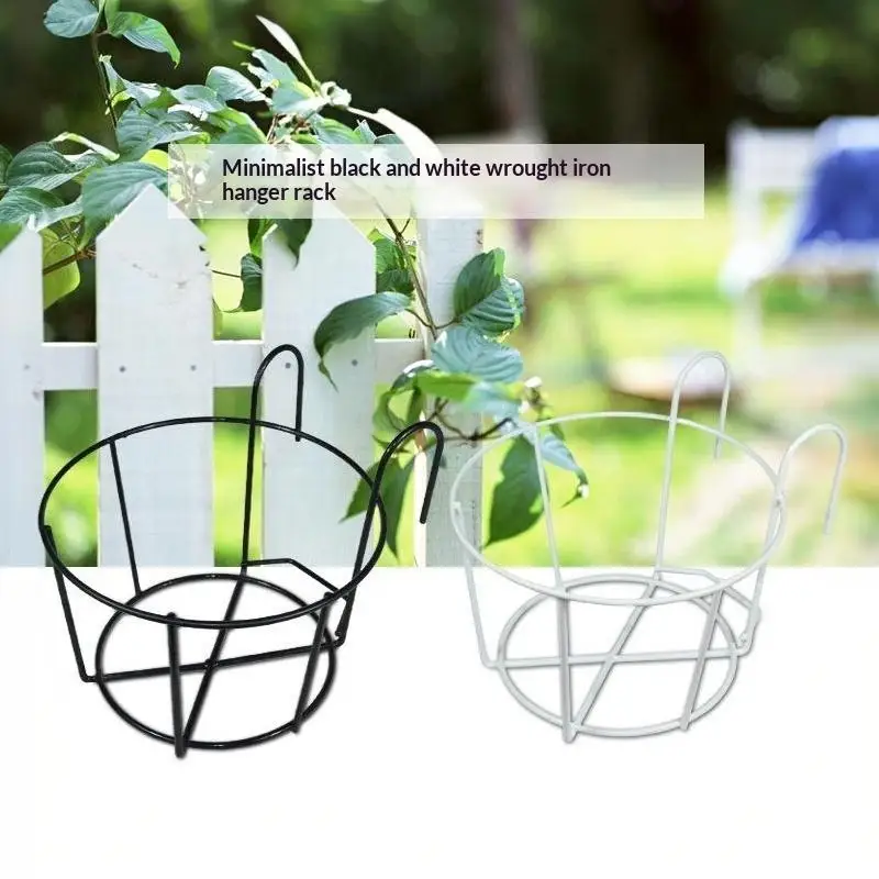 Hanging Plant Iron Racks Balcony Round Flower Pot Rack Railing Fence Outdoor Drop Shipping Plant Stand