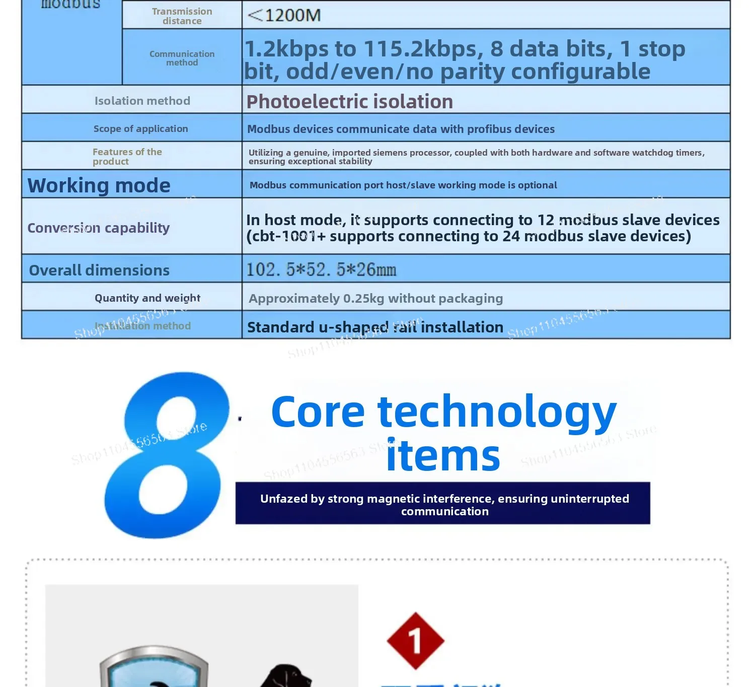 ​ ​ Profibus DP إلى Modbus RTU Gateway CBT 1001، محول بروتوكول RS485 للأتمتة الصناعية والاتصالات PLC ​ ​