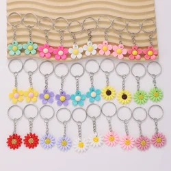 30pcs Flower Charm Keychain Set Soft PVC Sunflower Pendant Key Ring Ornaments for Wallet Bag Backpack - Birthday Party Gift