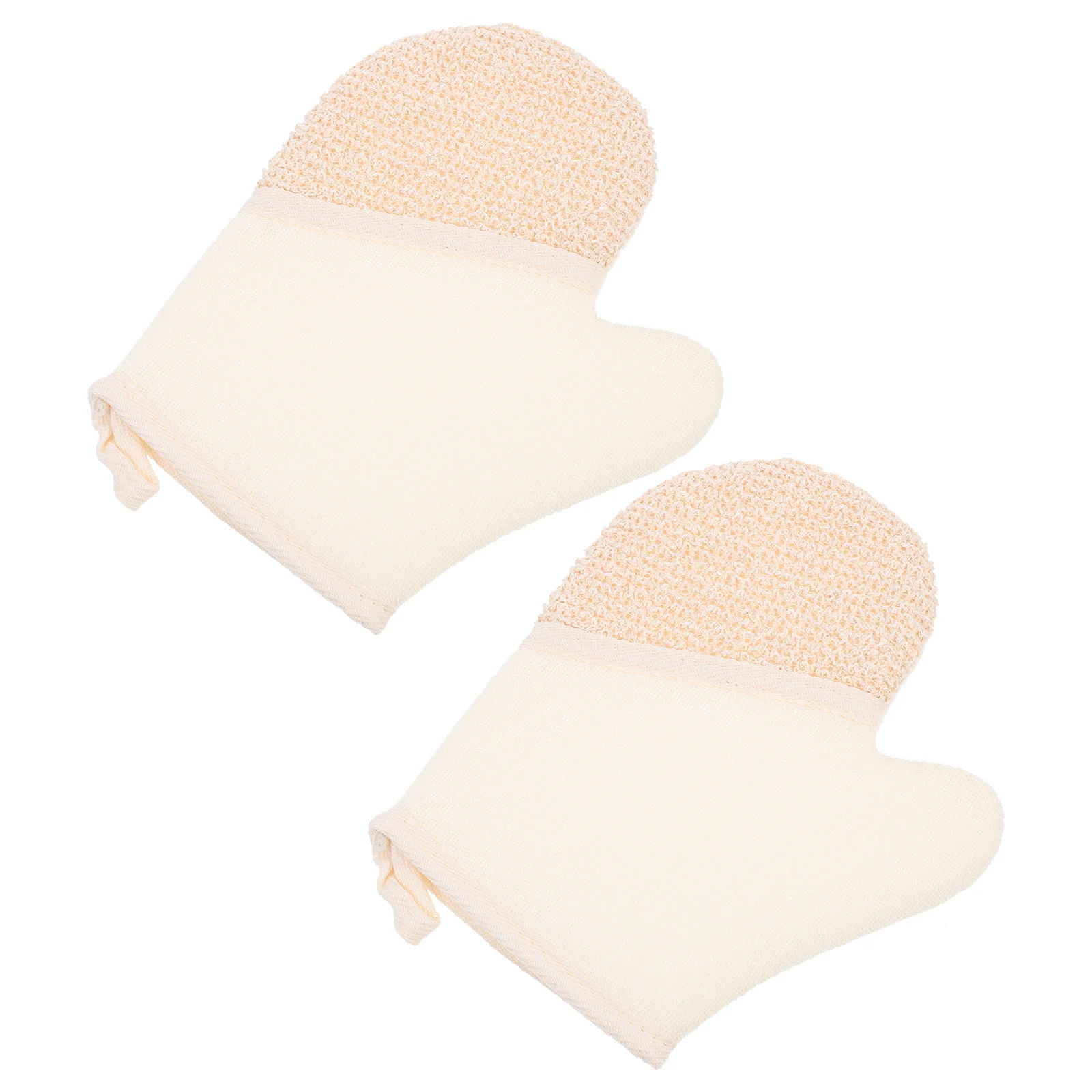 2pcs Flax Dual-Side Exfoliating Bath Gloves Portable Compact Scrubber For Household Shower Body Washing Durable Reinforced Edge