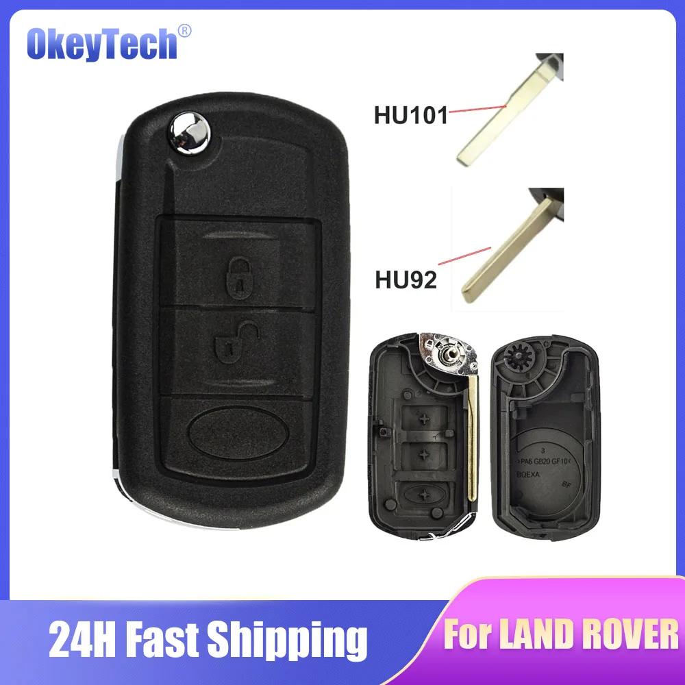 

Okeytech 2 Buttons Modified Flip Folding Remote Key Shell Fob For LAND ROVER Range Rover Sport LR3 Discovery HU92/HU101 Blade