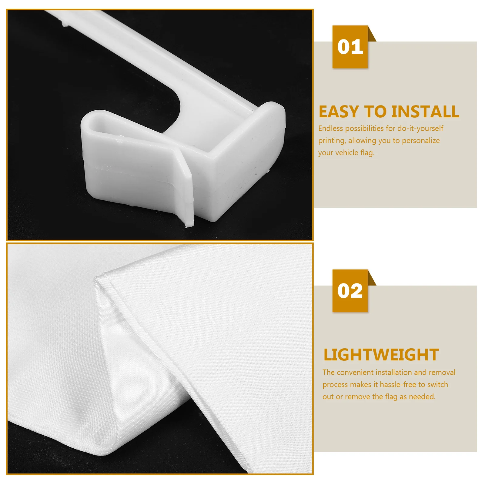 

White DIY Car Flag Heat Transfer Blank Designed Solid Color Easy to Install Remove Double Sided DIY Printing Durable Clean Long