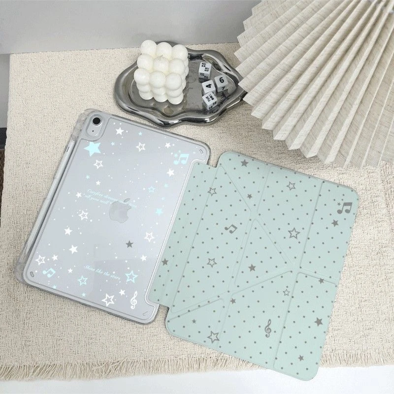 Blue Polka Dot Star Musical Note Tablet Case For iPad Pro 11 12.9 13 A16 M2 M4 M3 M5 5/6/7/8/9/10/11th Mini Air 3 4 5 6 7 Cover