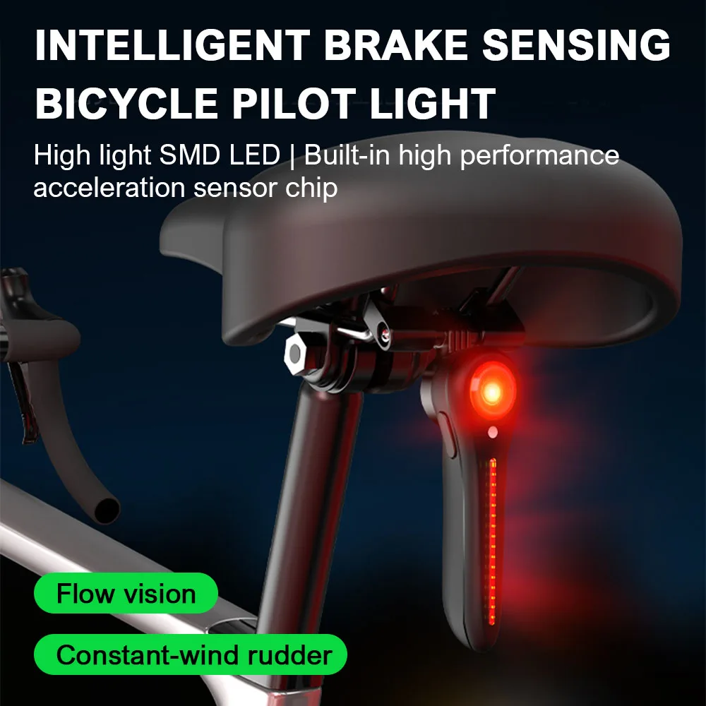 

WEST BIKING Bicycle Rear Light Brake Sensor IPX6 Linear Flowing Flashing Taillights Intelligent Light Sensing Rechargeable LED ﻿