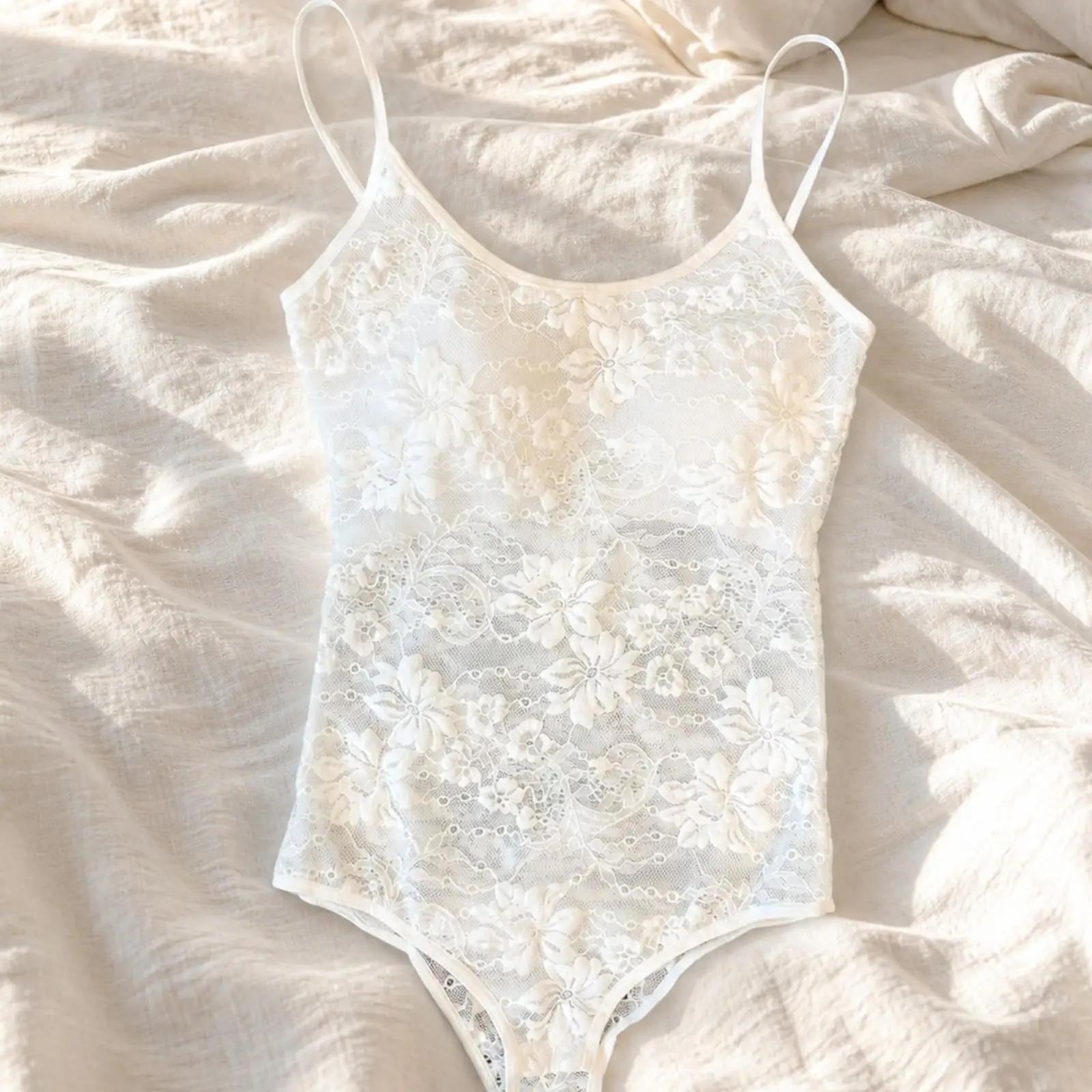 Cotton Lace Bodysuit for Women Sexy Top Sheer Mesh Jumpsuit Elegant Floral Pattern for Club Party Nightwear