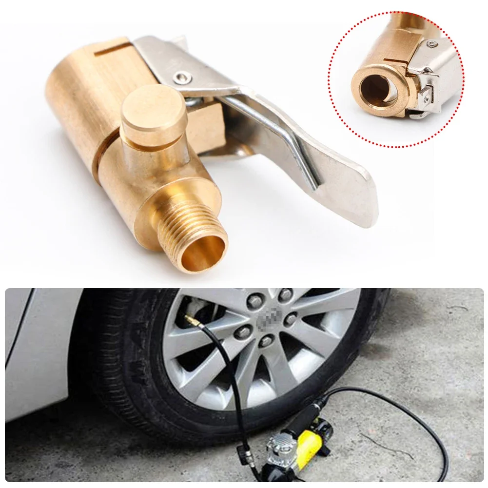 New Advanced Car Tire Air Chuck Inflator Pump Valve Connector Clip-on Adapter Car Brass 8mm Tyre Wheel Valve For Inflatable Pump