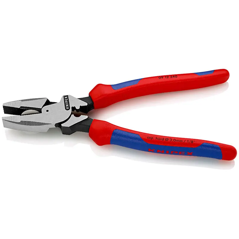 KNIPEX 09 12 240 Ultra High Leverage Lineman\'s Pliers with Fish Tape Puller and Crimper 62 HRC Plier for Easy Cutting