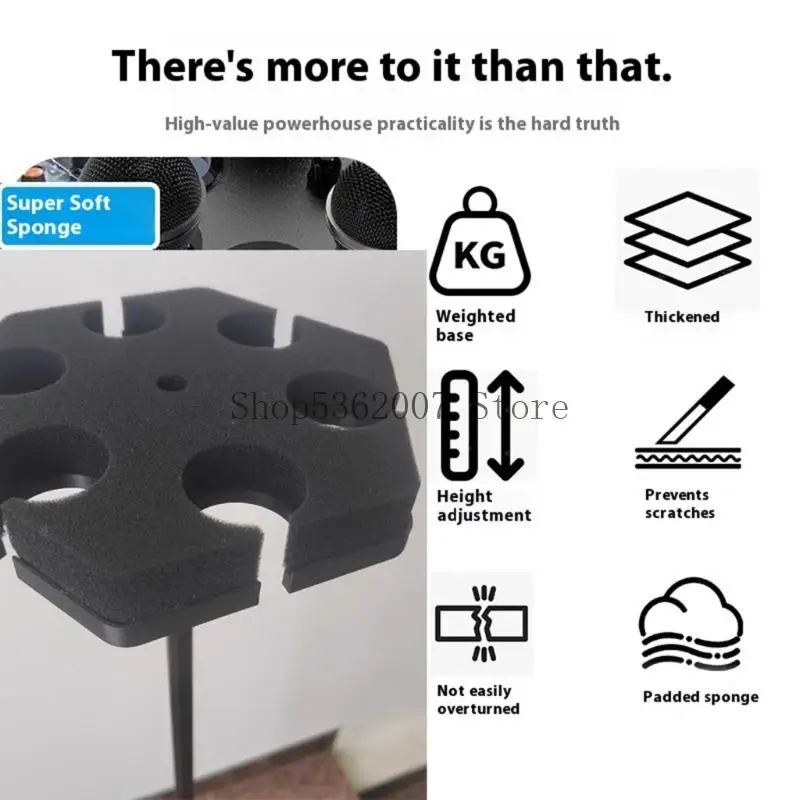 다목적 마이크 스탠드 액세서리 육각형 충격 방지베이스 스폰지 라이닝 다양한 마이크 모델에 호환됩니다. 40JB
