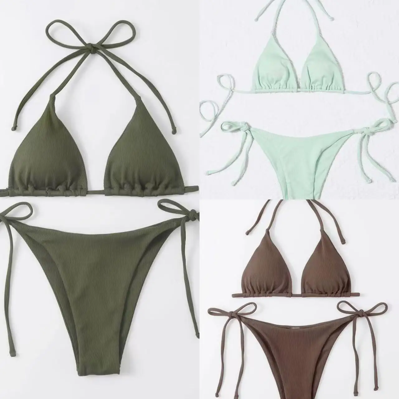 Sexy Three-Piece Bikini with Small Cutouts