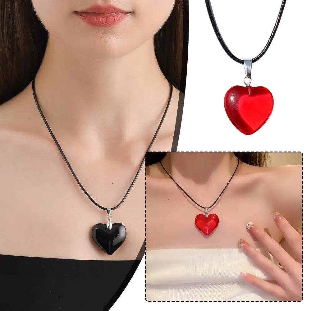 خمر موضة الجلود حبل القلب قلادة قلادة للنساء الرجال العتيقة الفضة اللون مجوهرات اكسسوارات الجمالية #2