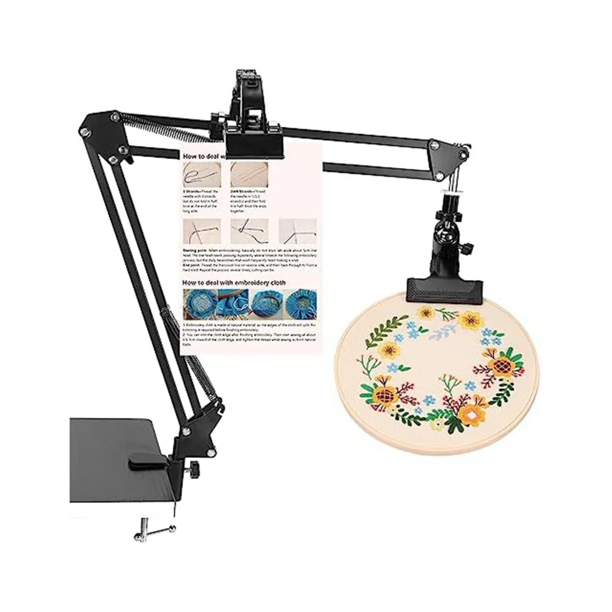 命令付き刺embroideryフープホルダー、調整可能なクロスステッチ刺embroideryプロジェクト