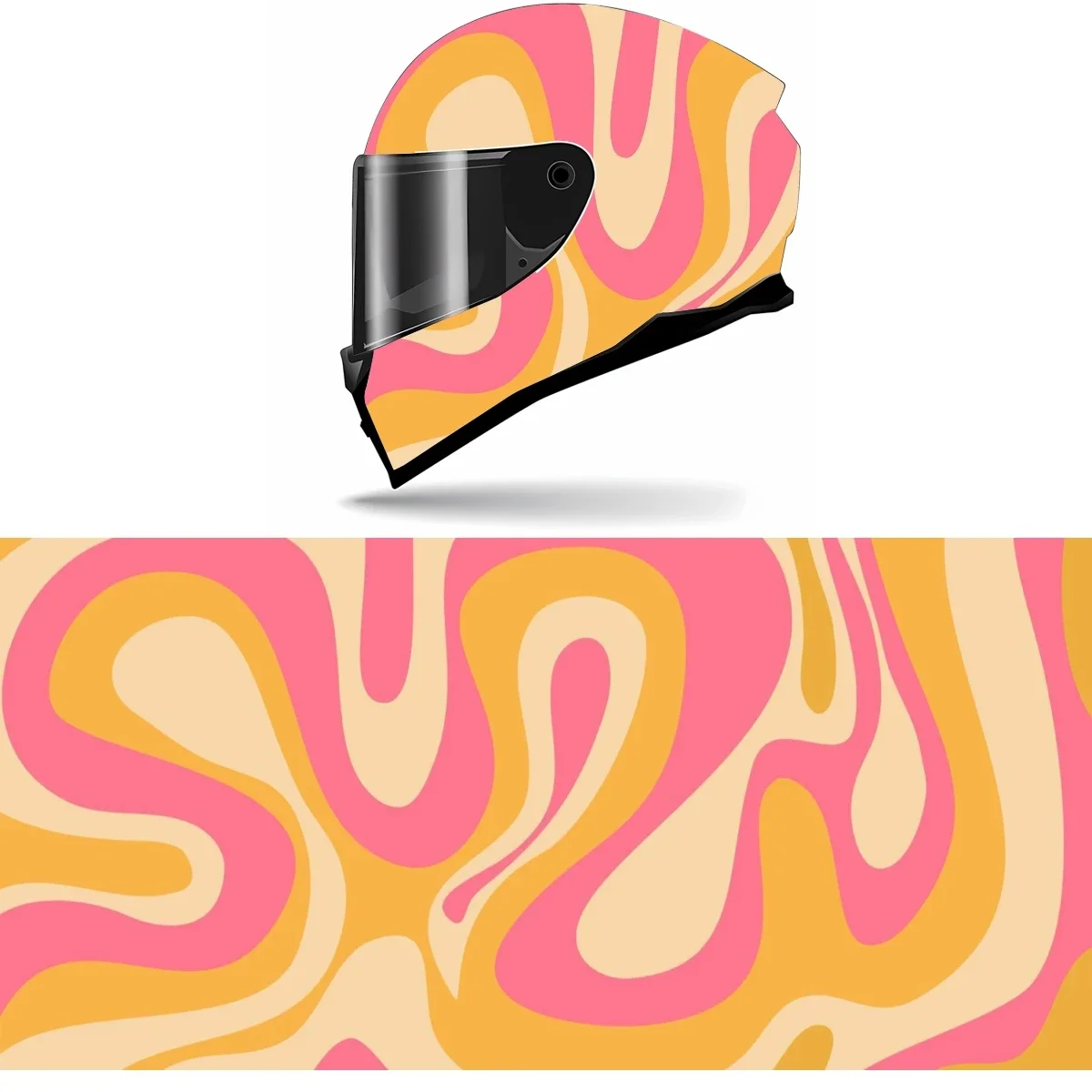 Liquid swirl abstract pattern Helmet Stickers Self Adhesive Racing Motorcycle Custom Helmet Wrap Decals and Vinyl Decal Stickers