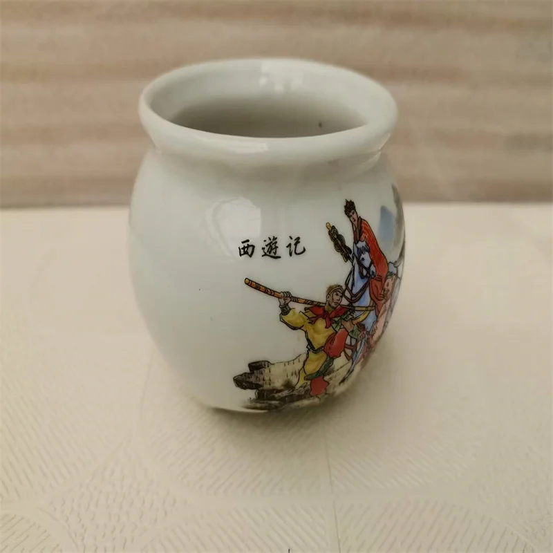 China old Porcelain Flower Pot Pink Journey to the West Pattern Indoor Outdoor Plant