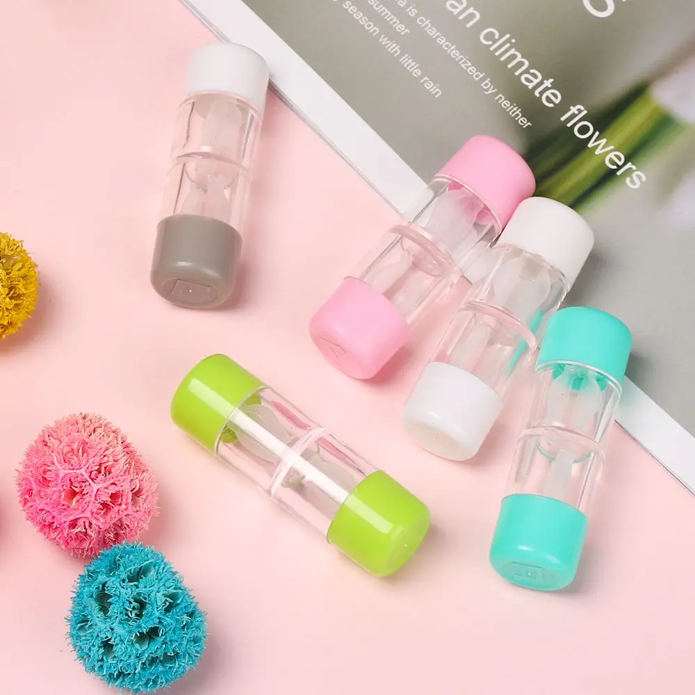 New Fashion Bottle Tube Candy Color Contact Lens Case Travel Glasses Lenses Box For Unisex Eyes Care Kit Holder Container