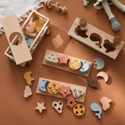 Baby Montessorri Toy Infant Wooden Shape Cognition Match Multifunctional Box Toy Geometric Blocks Stacking Educational Toy Gifts