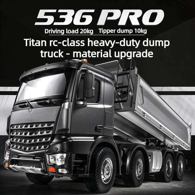 536RPO 1/14 RC Loader Dump Truck 2.4GHz Full Alloy Body with Lights Rechargeable High Power RTR Remote Control Outdoor Toy Model