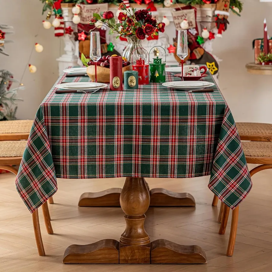 عيد الميلاد متقلب مفرش المائدة الأخضر الترتان منقوشة مفارش المائدة قابل للغسل مربع الشتاء غطاء الطاولة للمطبخ حفلات الطعام Ho