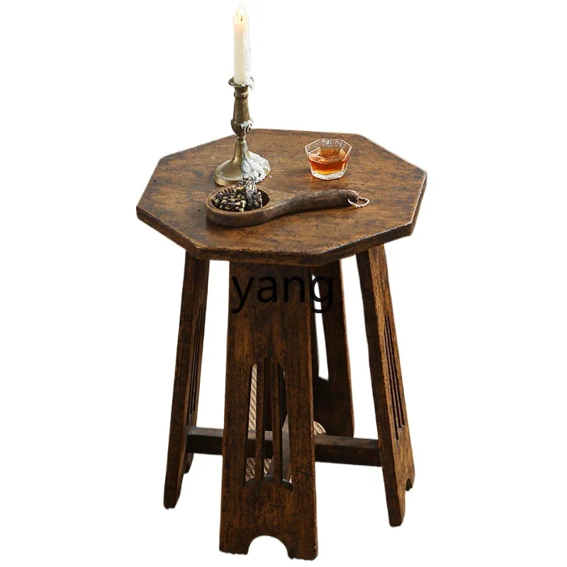 

LH hexagonal oak edge table wabi-sabi wind B & B solid wood retro living room small coffee table