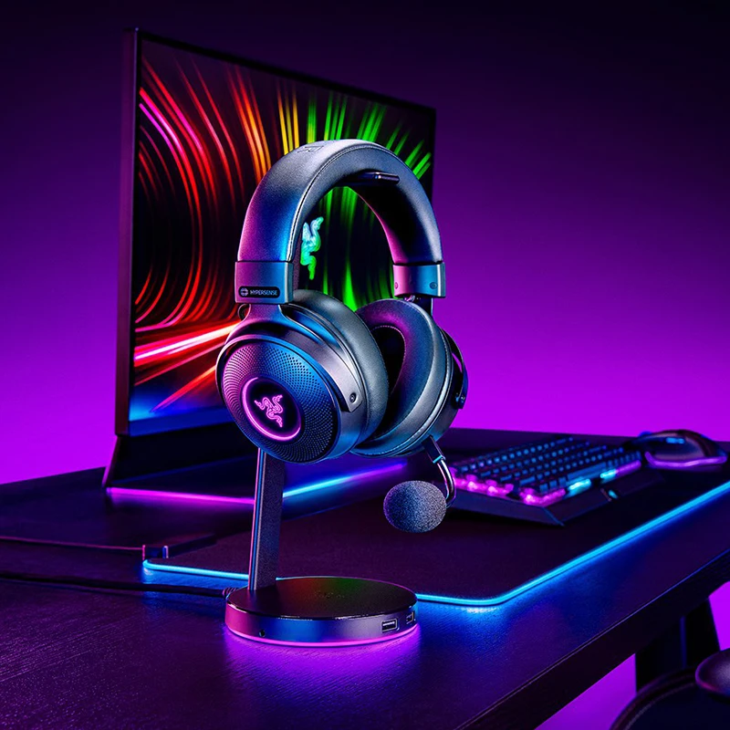 Razer Kraken V3 Pro HyperSense Wireless Gaming Headset Triforce Titanium 50mm Drivers THX Spatial Audio  Hybrid Fabric & Leather