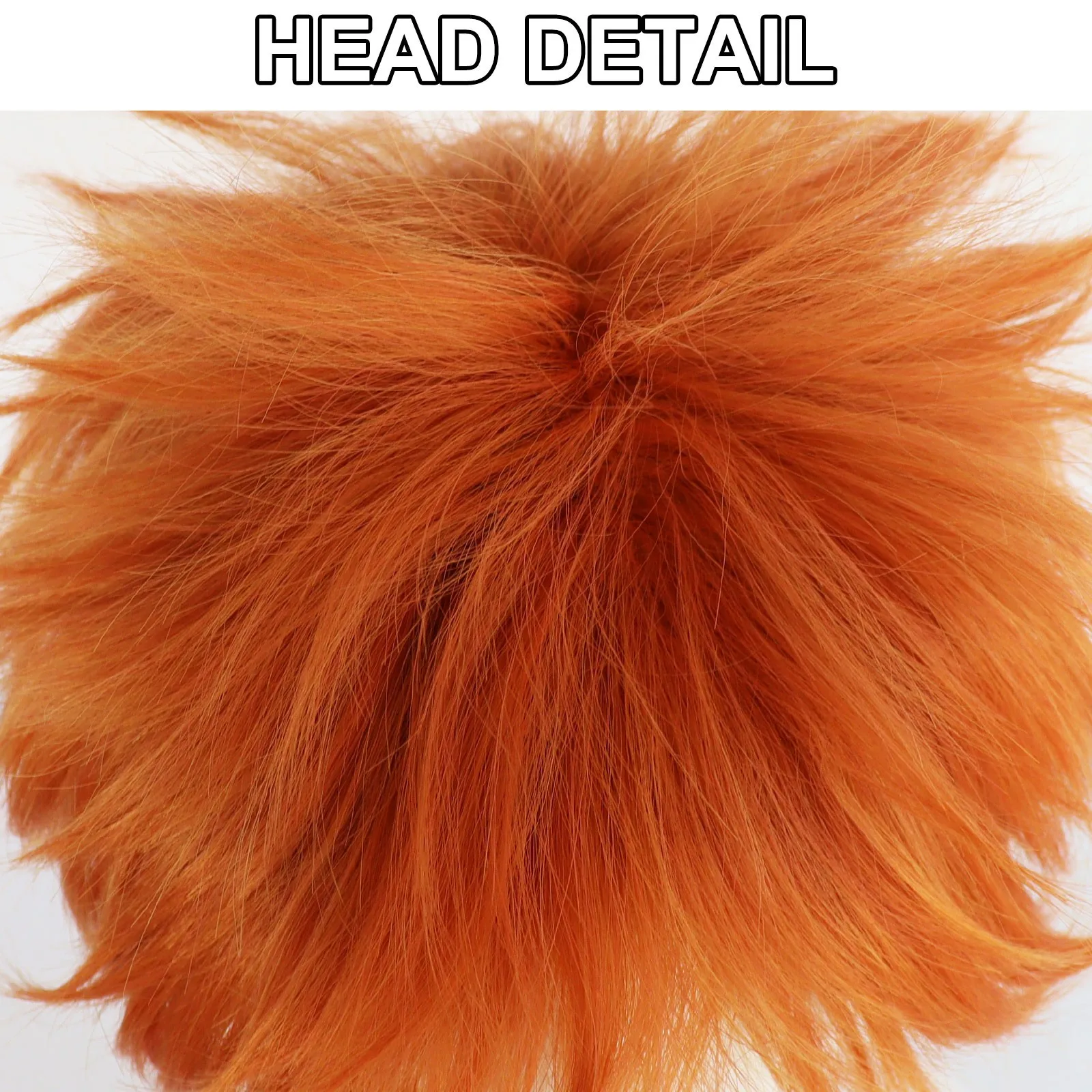 Synthetische kurze gerade orange Herren-Cosplay-Perücke mit Pony für Halloween, Erntedankfest, Weihnachten