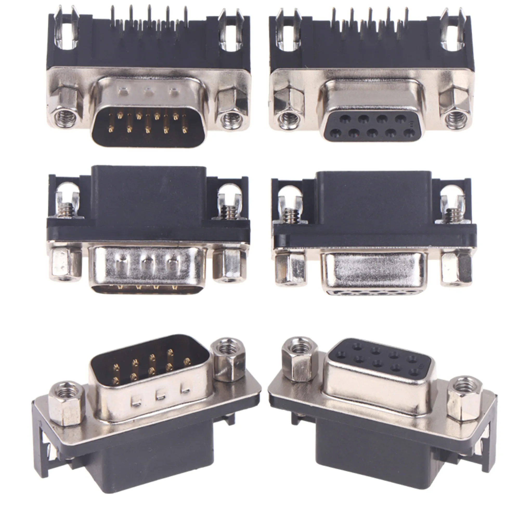 

10Pcs DR9 Hole/Pin Female/Male Right Angle Welded D-Sub 9 Pin Connector RS232 Connector 90 Degree Bent Needle DR9