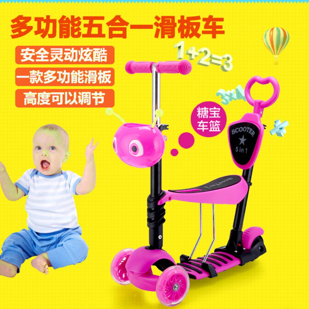 

Children's Scooter: 1-2 Years Old Baby Car Can Sit Flash Yo-yo, 3-year-old Beginner Children's Three-wheel Scooter