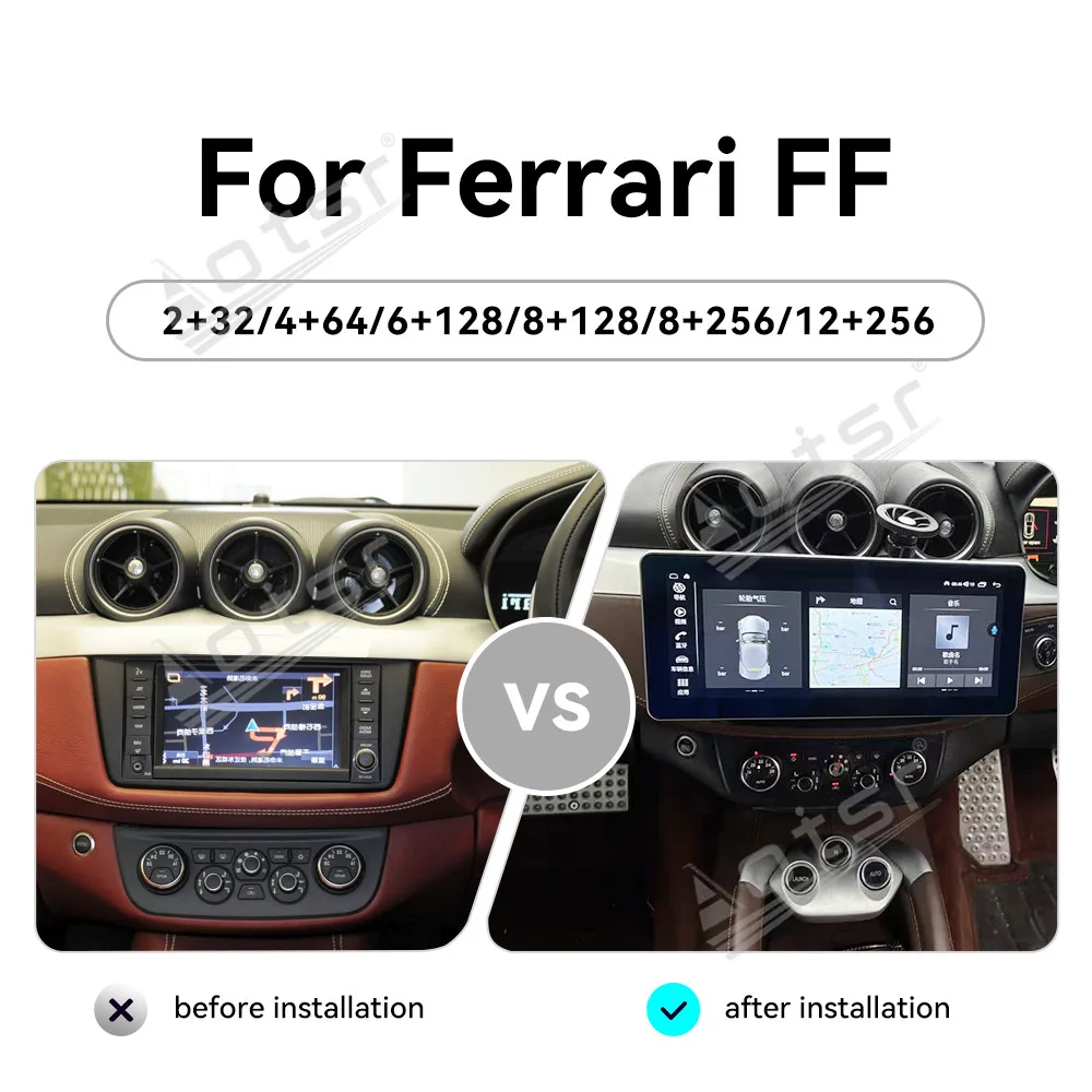 For Ferrari FF Android 15 12.3'' HD Touch Screen Car Radio Car Multimedia Video Player GPS Navigation Carplay Unit DSP Carplay