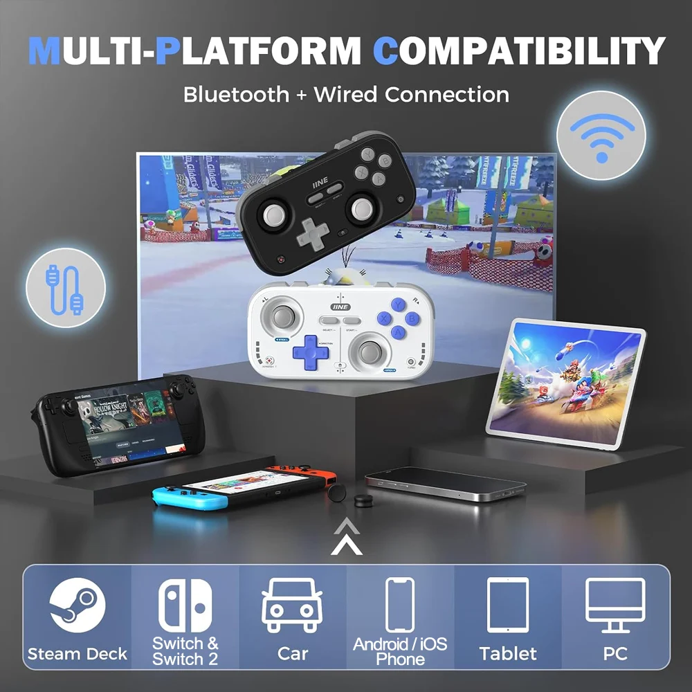IINE Retro Pocket Gamepad Mini Controller for Nintendo Switch 2/1 Steam Deck Android iOS Phone PC Car Gaming Console Control