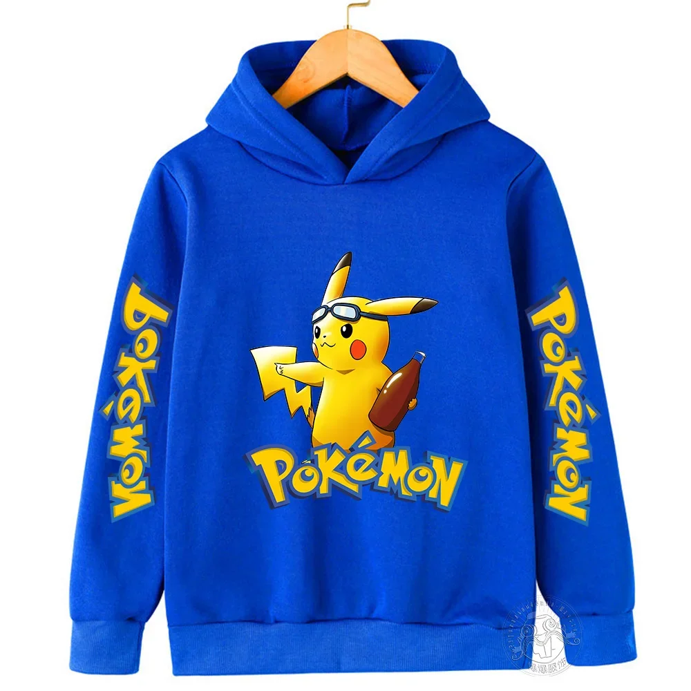 2024 New Pikachu Pokémon Cartoon 2-14 Years Old Boys and Girls Kawaii Street Casual Sweatshirt Children\'s Outdoor Sports Hoodie