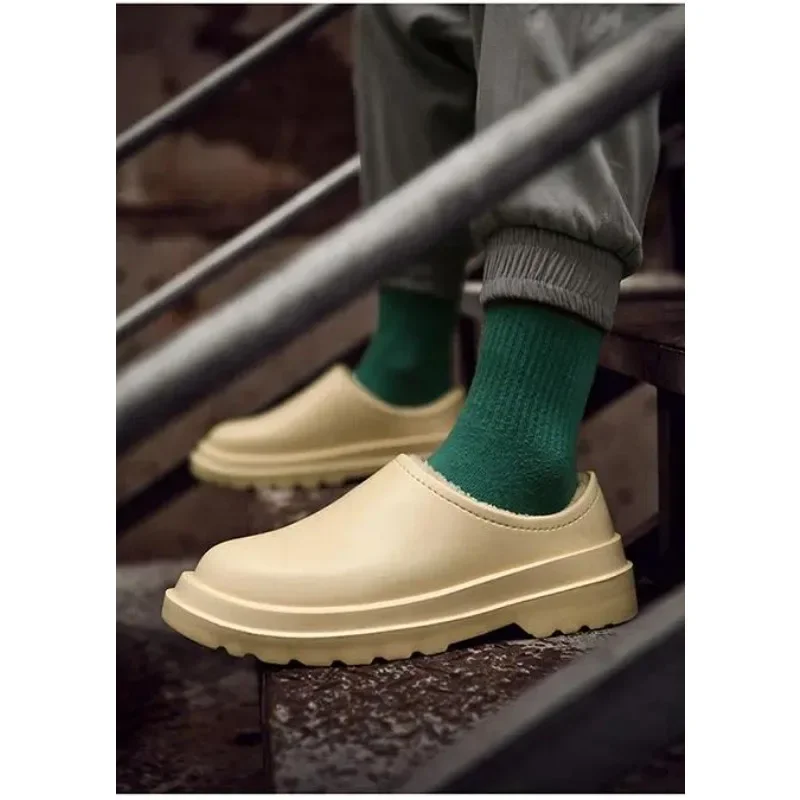 Indoor Outdoor House Shoes Plus Sizs Men's Winter Warm Cotton Slippers Non-Slip Waterproof Comfortable 39-46 Sleepers Men
