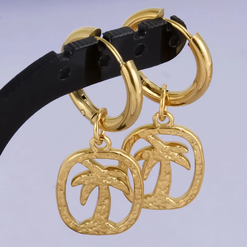 Echt vergoldet Mode Kpop Piercing Schmuck Mädchen Schleife Blume Herz Anhänger Ohrring Edelstahl Creolen für Frauen – Detail 38