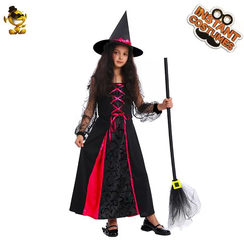 

Детский костюм ведьмы на Хэллоуин, костюм ведьмы для маленьких девочек, сценический костюм ведьмы, материал PU, КТВ Dr