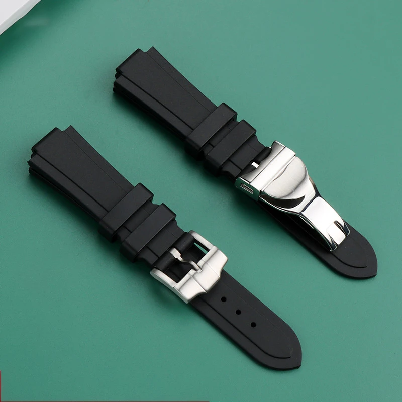 Men's Waterproof Silicone Rubber Watch Strap For Tudor Tomahawk series 25600 25500 Watch Band Male Interface 12mm Bracelet Soft