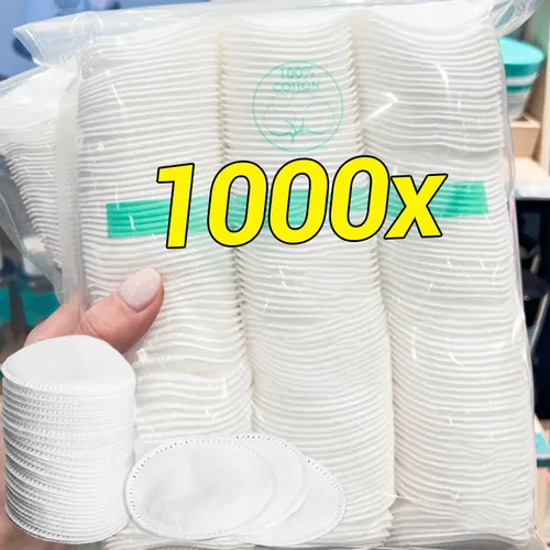 Imagen 1 del producto 100/1000 Uds almohadillas de algodón cosméticas desechables suaves transpirables de doble cara redondas limpieza Facial maquillaje esmalte de uñas almohadillas para quitar