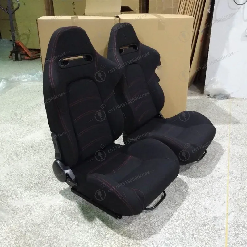 Modified Car Seat Adjustable Recliner Dual Slide Rail Black Pineapple Cloth Racing Seat Universal