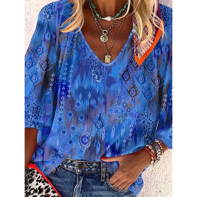 

New Slim Fit Shirt3DDigital Printing Fashion Trend European and American Women's Tops