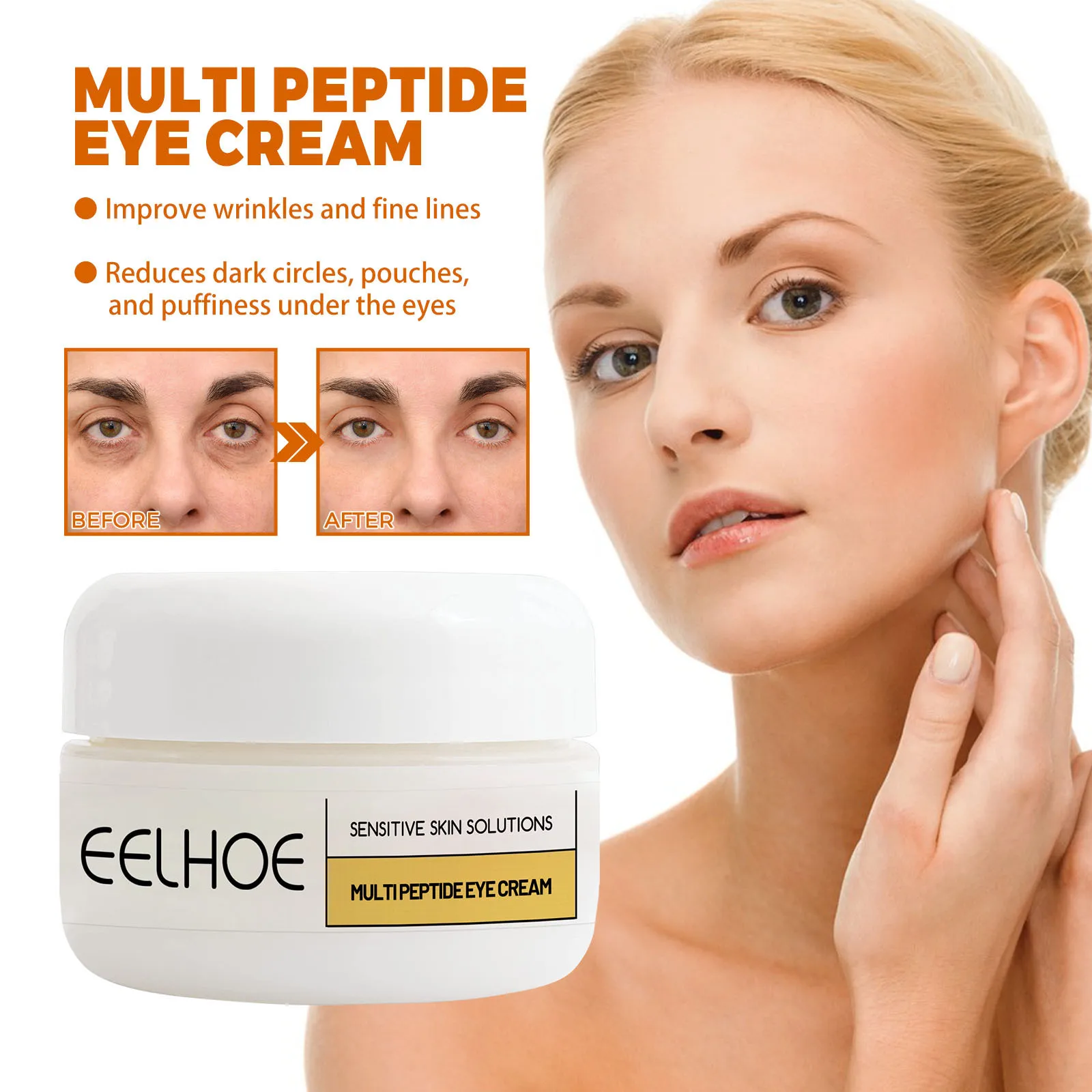 EELHOE Honey Peptide Eye Cream 15g Moisturizing Dark Circles Under Eye Cream for Dry Skin Nourishing Fine Lines Firming Eye Care