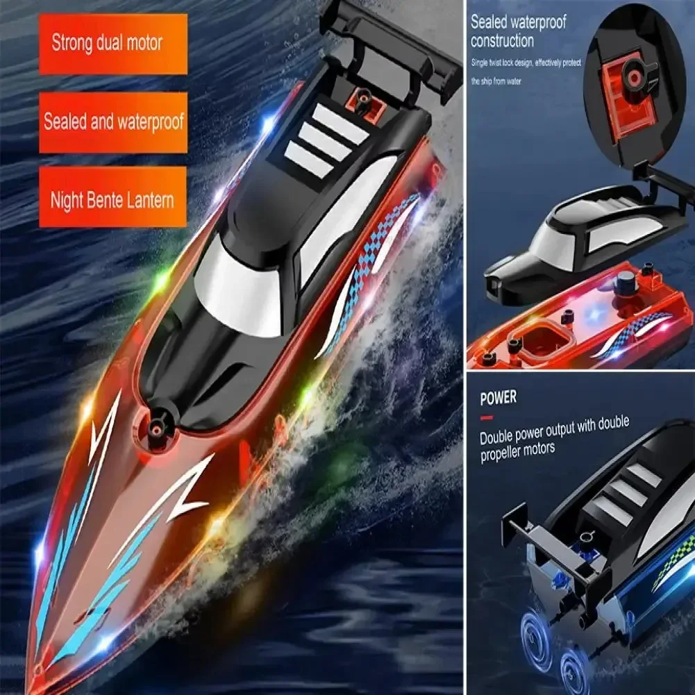 Waterproof Protection Toy Electric Remote Control Boat with Colorful Led Lights for Outdoor Activities Waterproof Rc for Kids