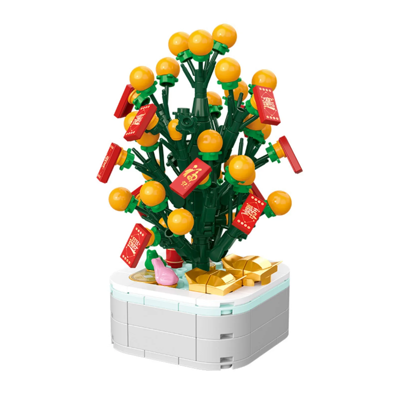 Blocs de construction de Style chinois pour enfants, jouet pour nouvel an, bonsaï d'arbre Orange, ornement créatif, cadeau