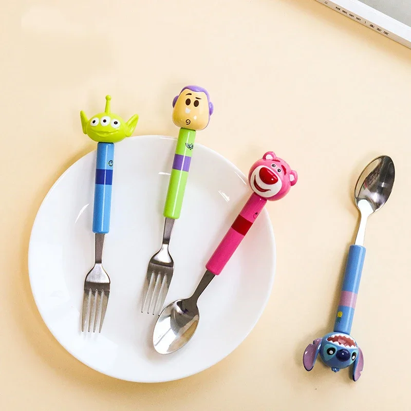 Zestaw sztućców Lotso ze stali nierdzewnej, widelce, łyżeczki do kawy, kreskówkowe, anime, dla dzieci, do jedzenia, urocze sztućce kuchenne.