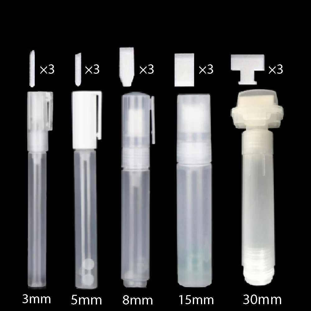 3/5/8/10/15/30/ 50 MM, With Replancement Head, Reusable Graffiti Pen Plastic Transparent Bucket Tube Reusable Ink Empty Rod