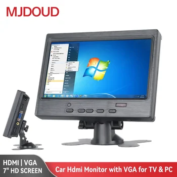 MJDOUD 7 inch Car HDMI Monitor TV PC Computer VGA Display with 1024*600 LCD Screen for Home Security System Backup Camera