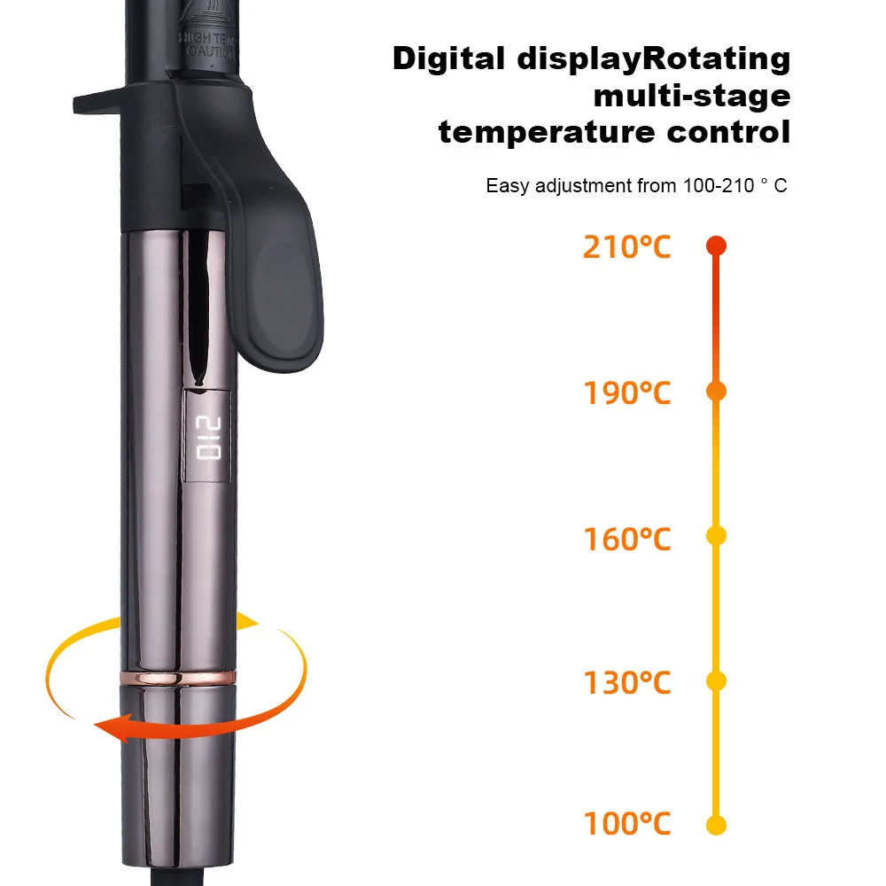 Electroplated Curling Iron, Long Wave Curling Iron, LCD Display and Intelligent Temperature Control