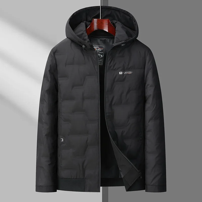 

Winter Down Jacket for Middle-aged and Elderly Men's Casual Short Standing Collar for Warmth